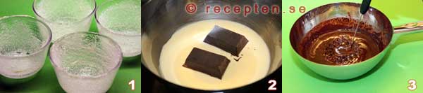 Förbered formarna och gör chokladsmeten Sockrade formar och chokladsmet