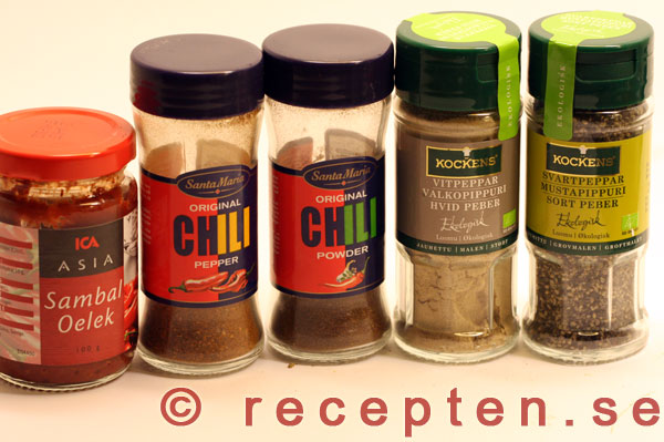 Starka kryddor - peppar och chili