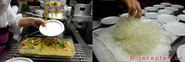 thai matlagning friterade nudlar och wok
