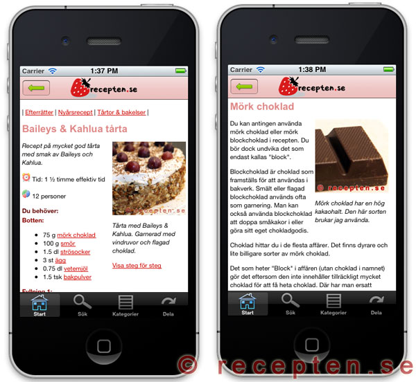 recepten.se app för iphone recept och ingrediensinfo