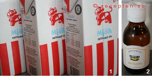 Vad man behöver till ostkaka - 3 liter mjölk och ostlöpe mjölk och ostlöpe