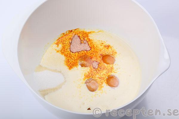 ägg, strösocker, salt, vispgrädde